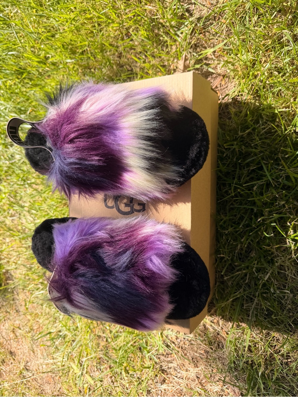 UGG Multicolor Purple Ombre Faux Fur Slide Slippers